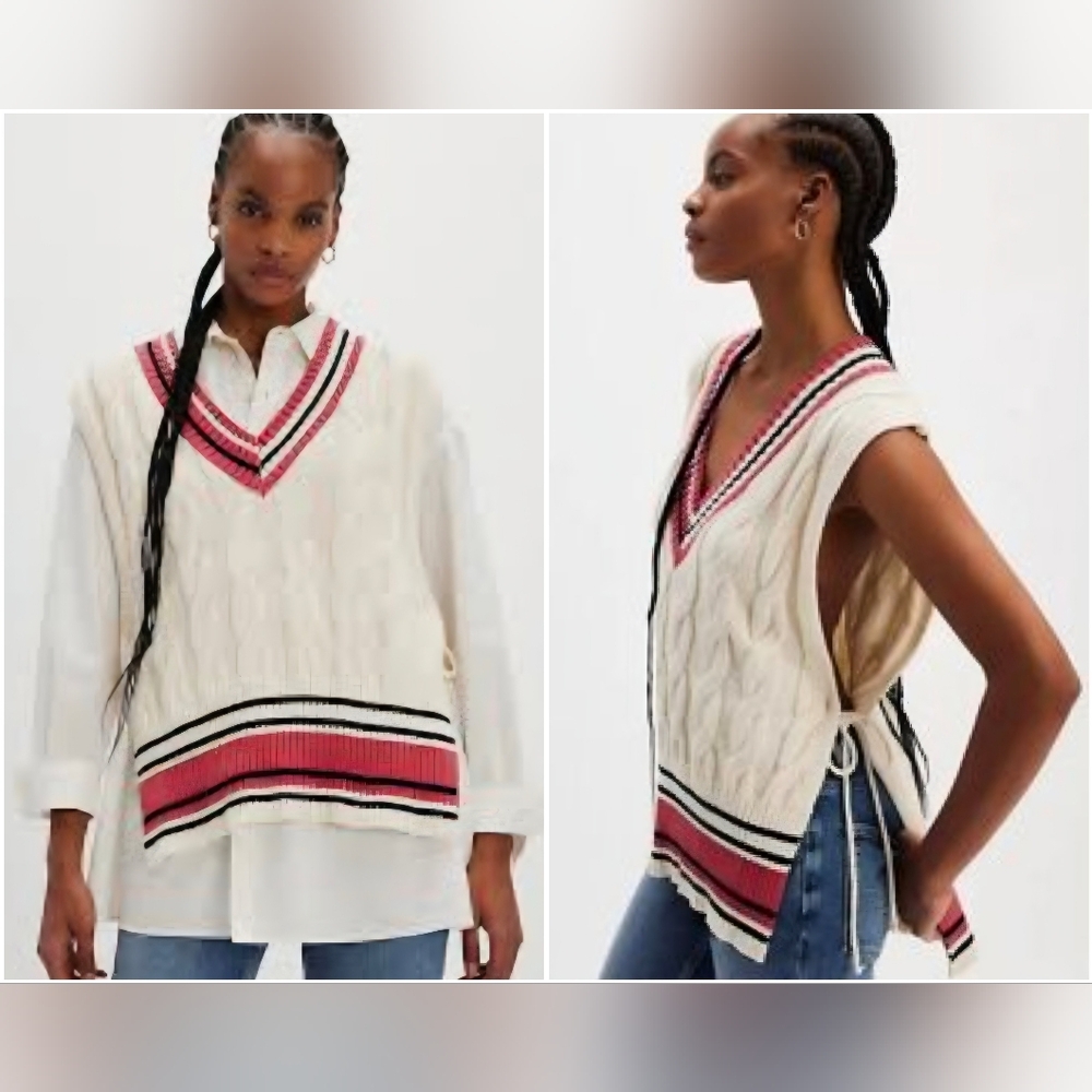 Free People Coastal Prep Poncho Vest Size All NWT